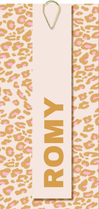 Label kaart met panterprint in lief roze