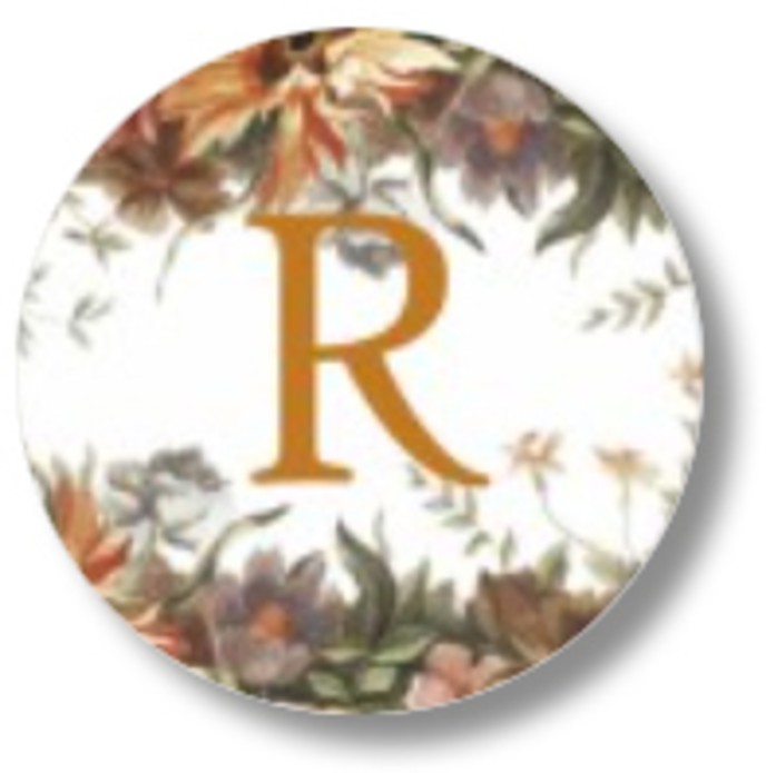 Sluitsticker bloemen met foliedruk letter