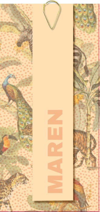 Label kaart met jungle meisje roze