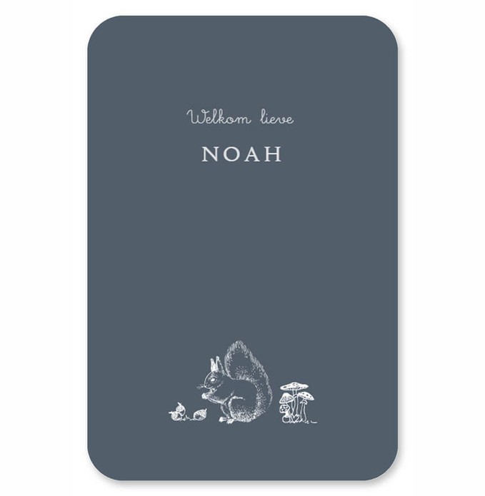 Geboortekaartje bosdieren lijntekening