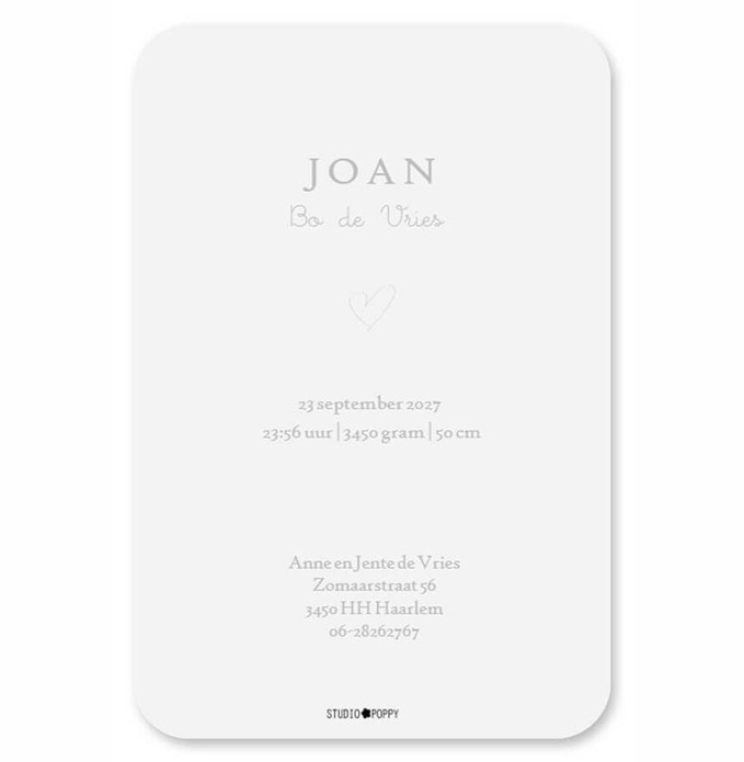 Geboortekaartje bosdieren lijntekening