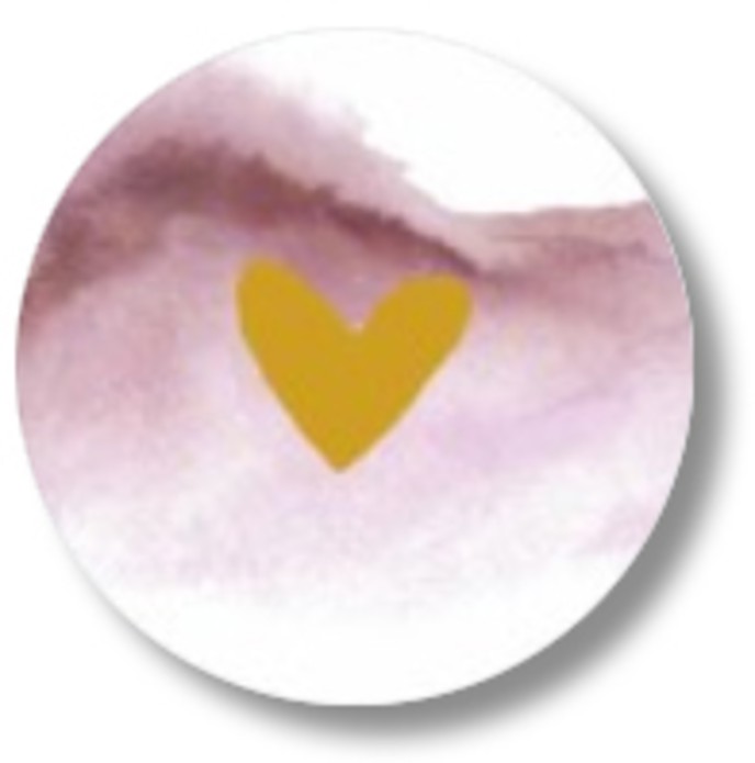 Sluitsticker watercolour met foliedruk hartje