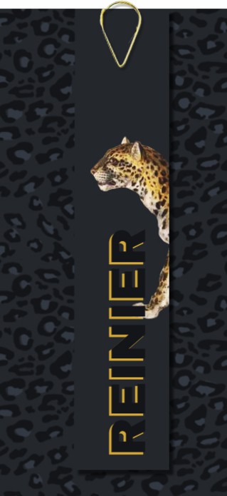 Label kaart met panterprint blauw