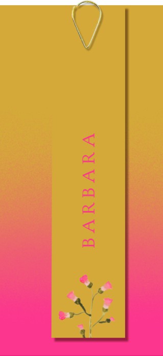 Label kaart oker met felroze