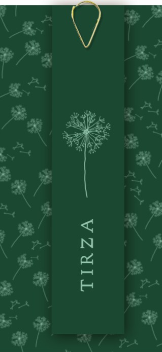 Label kaart groen met roze botanisch patroon