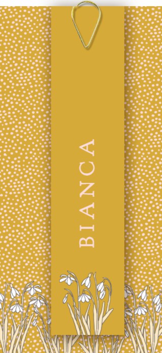 Label kaart stipjes oker sneeuwklokje