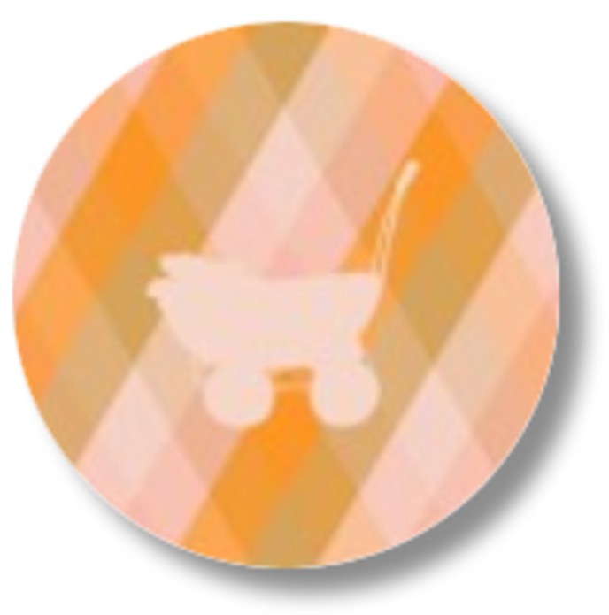 Sluitsticker ruit wandelwagen oranje