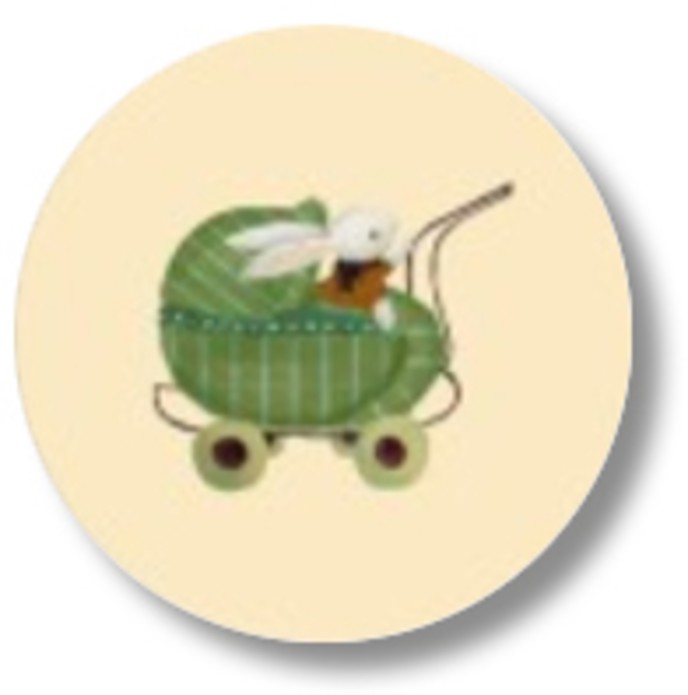 Sluitsticker handgeschilderd kinderwagentje