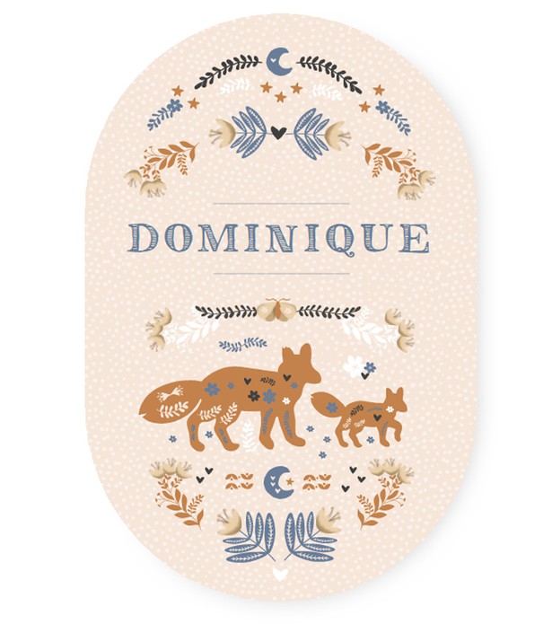 Ovaal geboortekaartje folklore scandinavisch