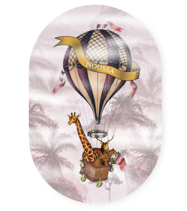 Ovaal geboortekaartje jungle en luchtballon