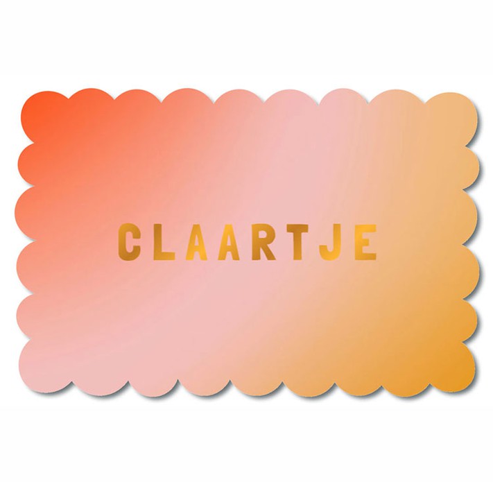 Zo origineel, een geboortekaartje in biscuit vorm met een kleurverloop. Het kaartje is helemaal af te maken met folie maar is natuurlijk niet noodzakelijk. Het geboortekaartje is bijzonder van zichzelf. Met de editor kun je zelf het kaartje naar jouw zin 