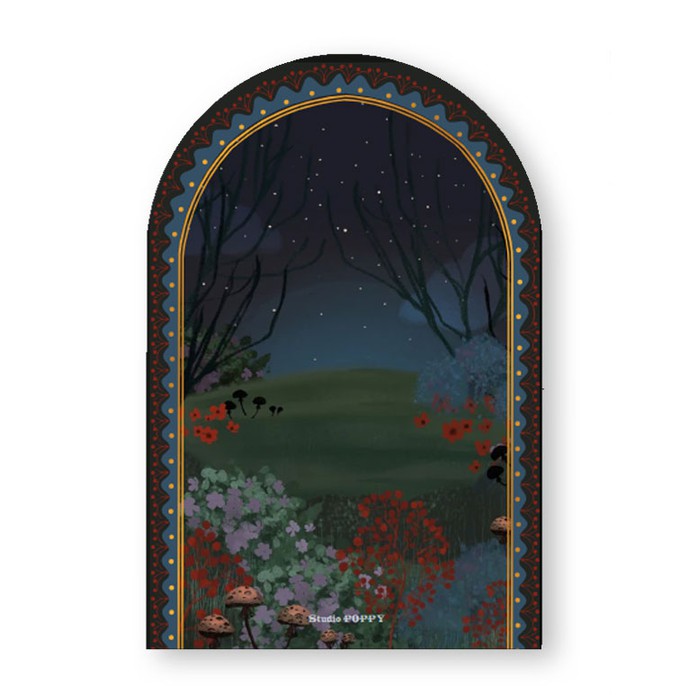 Een uniek illustratief geboortekaartje in bijzondere boog vorm. De decoratieve rand maakt het een speciaal en bijzonder geboortekaartje. Een dromerig tafereeltje met hertje in het bos. Kijk eens voor meer dromerige dieren geboortekaartjes bij Studio POPPY