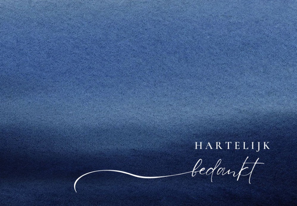 Bedankkaart trouwerij watercolor blauw verloop