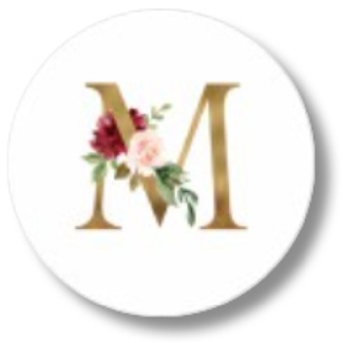 Sluitsticker monogram watercolour bloemen