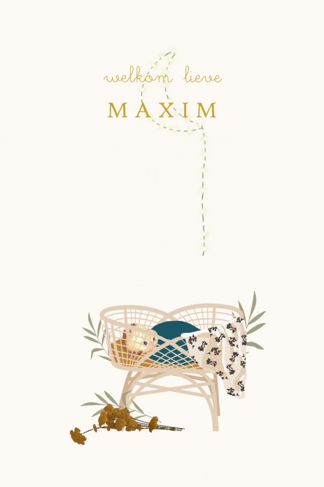 Geboortekaartje baby in wiegje