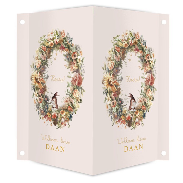 Geboortebord bloemenkrans