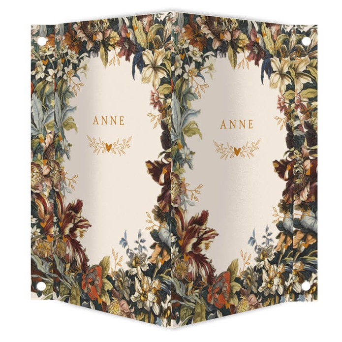 Geboortebord vintage bloemenkrans