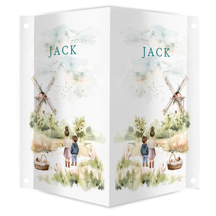 Geboortebord landschap met watercolor familie