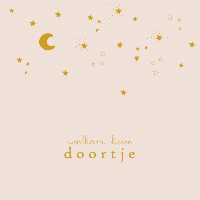 Geboortekaartje meisje met foliedruk sterretjes