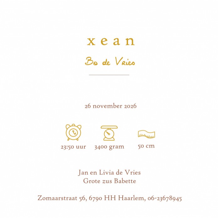 Geboortekaartje met foliedruk sterretjes. Heel smaakvol, stijlvol en hip geboortekaartje voor jullie baby. Unisex voor jongens en meisjes, kleuren kun je zelf aanpassen. Evenals de foliedruk. Personaliseer hem zelf in de handige editor tool en vraag eens 