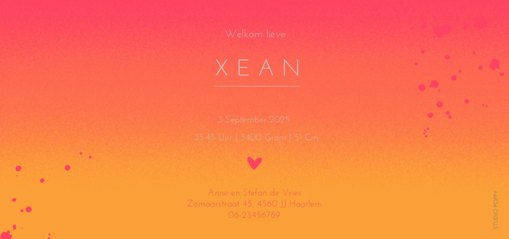 De leukste geboortekaartjes van Studio POPPY vind je hier. Kleurverloop in dip dye effect is heel trendy op dit moment. Dus wil je jouw dip dye geboortekaartje? Kijk eens naar de collectie. Met de ontwerptool kun je jouw unieke geboortekaartje ontwerpen z