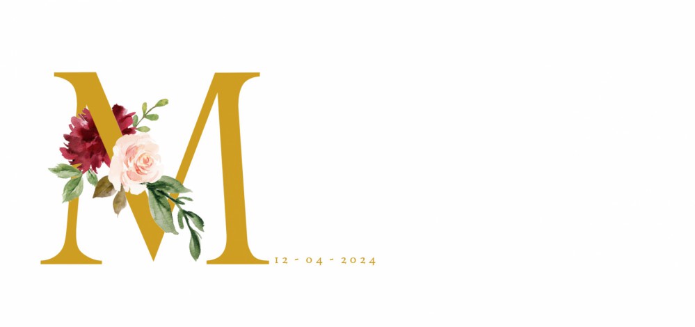 Geboortekaart naam in foliedruk met watercolour