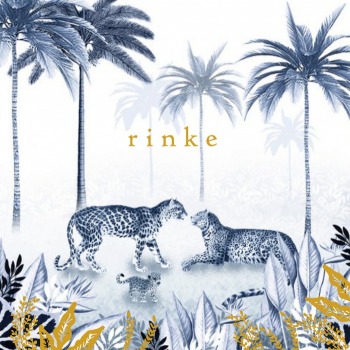 Geboortekaartje één welpje met vader en moeder in de jungle