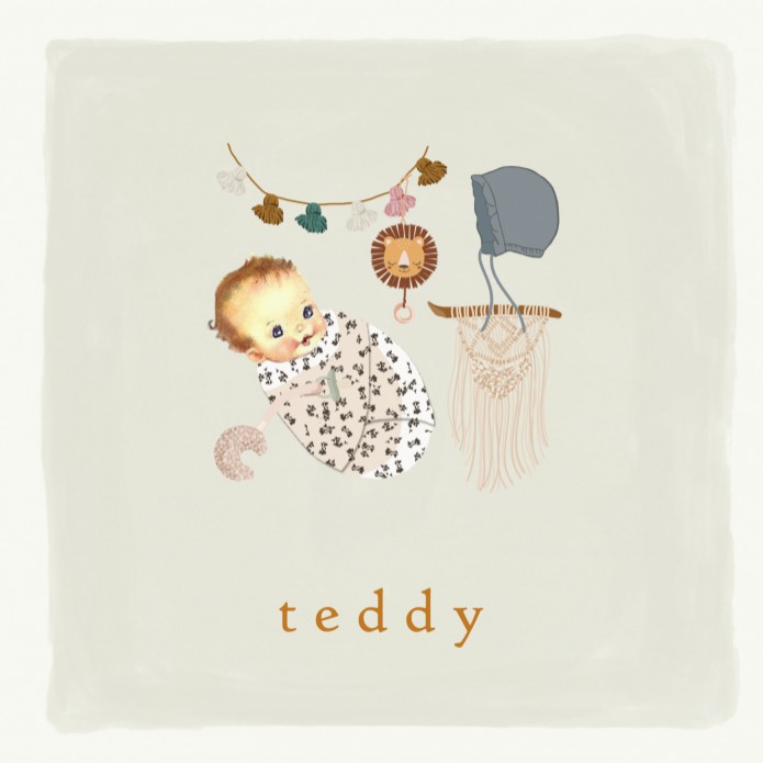 Geboortekaartje jongen ingebakerde baby