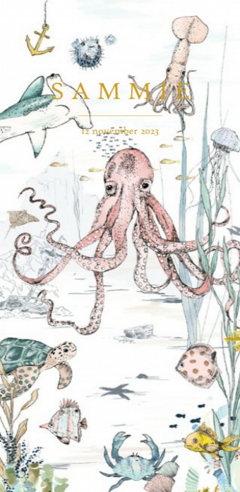 Geboortekaartje 'Underwater Wonders' van Annet Weelink Design.