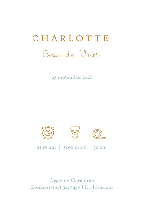 Prachtige klassieke geboortekaartjes met blauwe aquarel lijntjes. Het lijkt een beetje op de Bretonse streep uit Bretagne. Klassieke typografie past daar prachtig bij. Er zijn vele varianten verkrijgbaar dus bekijk ze allemaal! Foliedruk is ook mogelijk b