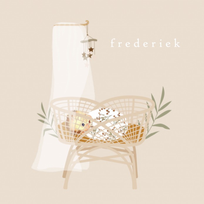 Geboortekaartje baby wiegje