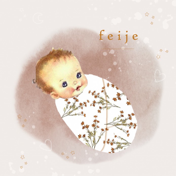 Geboortekaartje baby in wikkeldoek