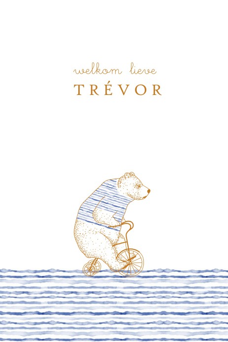 Geboortekaartje beer met aquarel streepjes