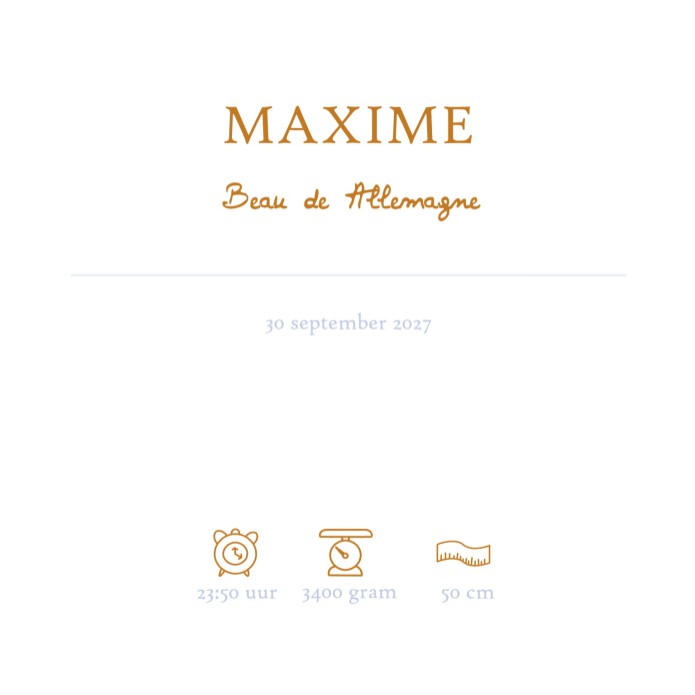 Prachtige klassieke geboortekaartjes met blauwe aquarel lijntjes. Het lijkt een beetje op de Bretonse streep uit Bretagne. Klassieke typografie past daar prachtig bij. Er zijn vele varianten verkrijgbaar dus bekijk ze allemaal! Foliedruk is ook mogelijk b