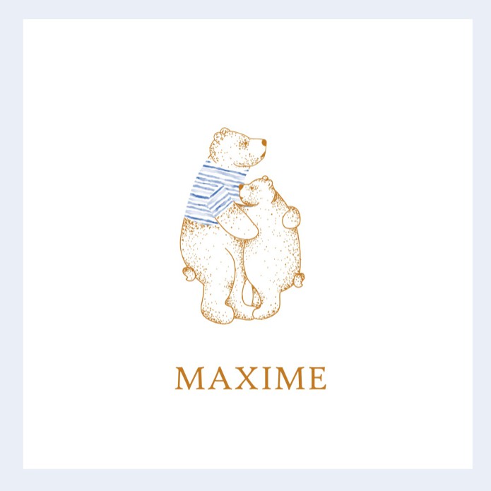 Geboortekaartje beer met Bretons truitje met kind in folie