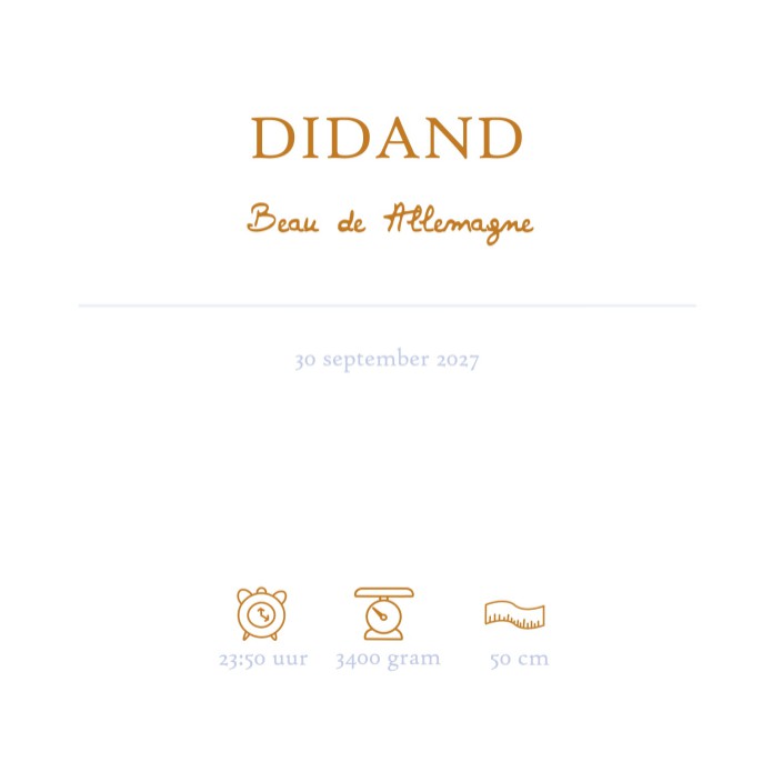 Prachtige klassieke geboortekaartjes met blauwe aquarel lijntjes. Het lijkt een beetje op de Bretonse streep uit Bretagne. Klassieke typografie past daar prachtig bij. Er zijn vele varianten verkrijgbaar dus bekijk ze allemaal! Foliedruk is ook mogelijk b