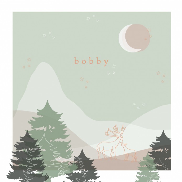 Geboortekaartje berg met herten