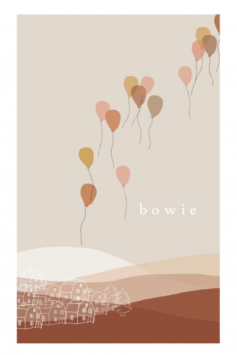 Geboortekaartje bergen met oplatende ballonnen