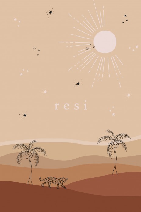 Geboortekaartje woestijn bergen met palmen