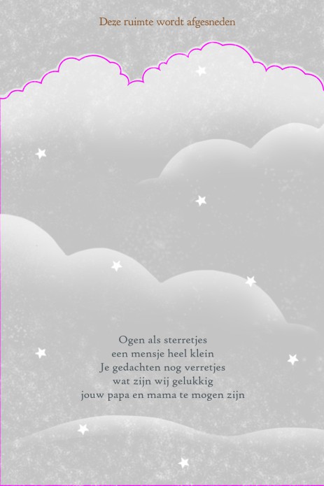 Geboortekaartje bijzondere vorm met gestanste wolk