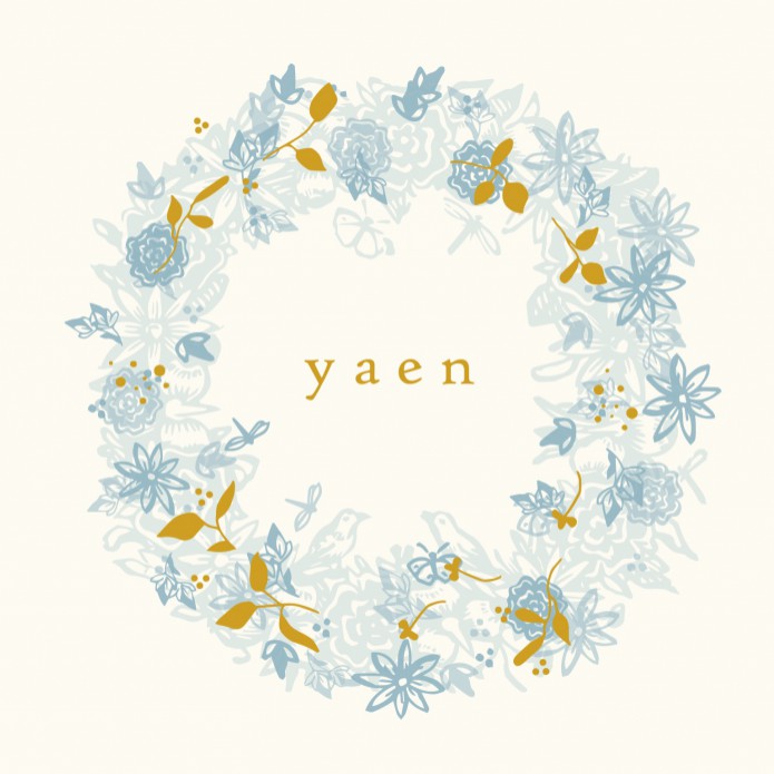 Geboortekaartje bloemenkrans blauwtinten