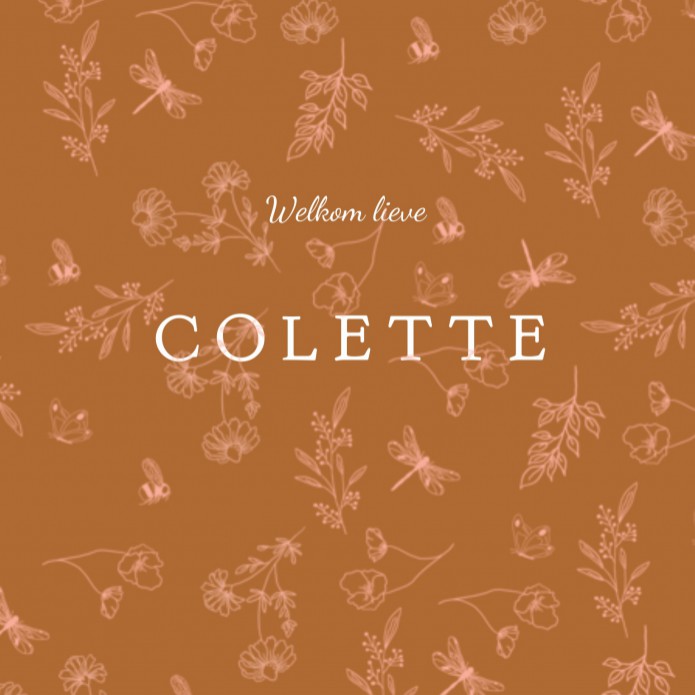 Geboortekaartje bloemenpatroon