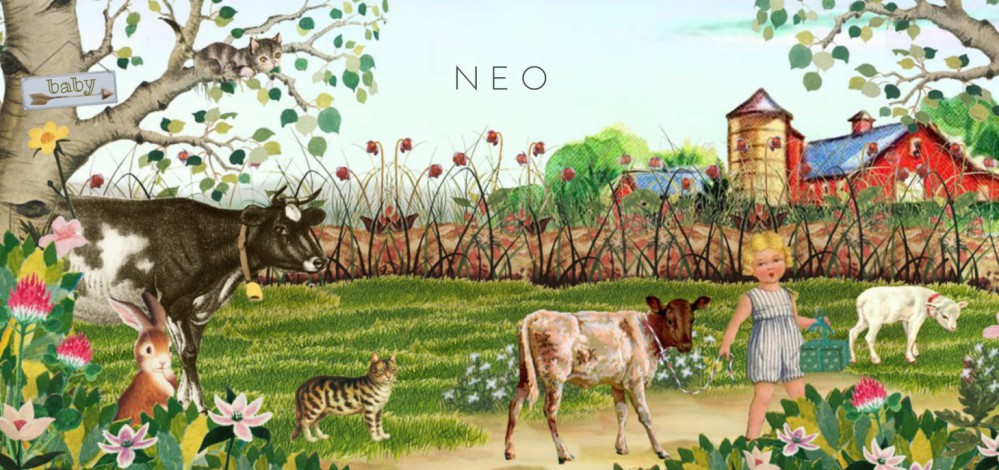 Geboortekaartje met boerderij en boerderij dieren