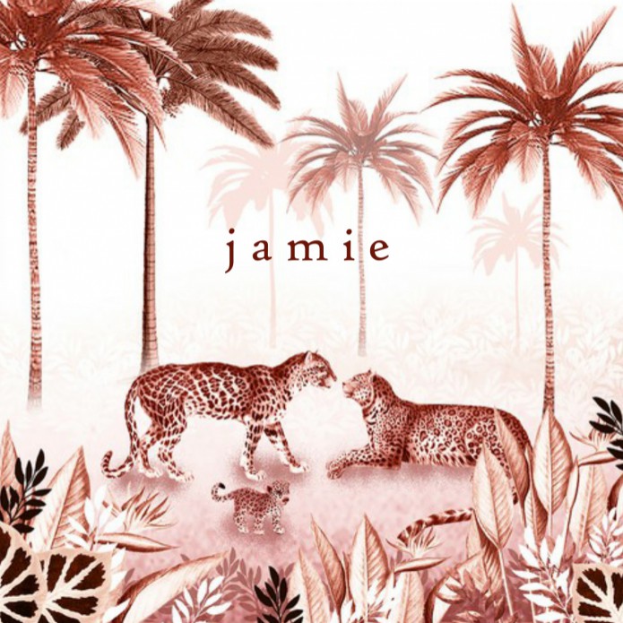 Geboortekaartje jungle met panter familie