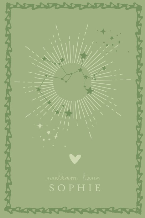 Geboortekaartje bohemian folklore maan zon