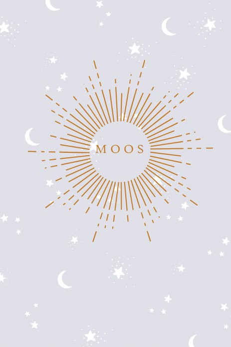 Geboortekaartje bohemian maan en zon met koperfolie