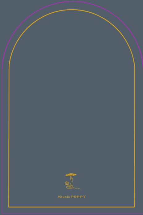 Geboortekaartje met hertje in boogvorm. Minimalistisch met een mooi kadertje en lijntekening van paddenstoelen.