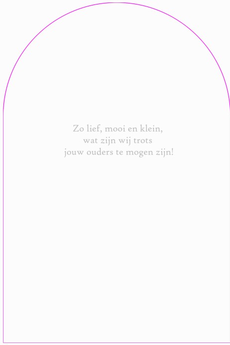 Geboortekaartje boogvorm met foto en folie