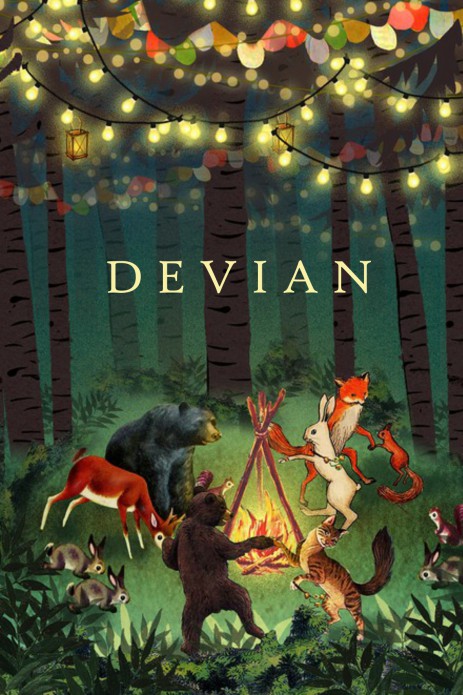 Geboortekaartje bos met dansende dieren