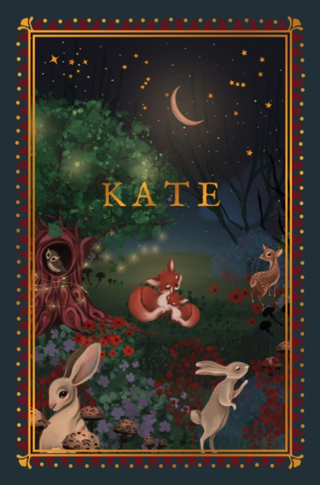 Geboortekaartje bos met vos en illustratief kader